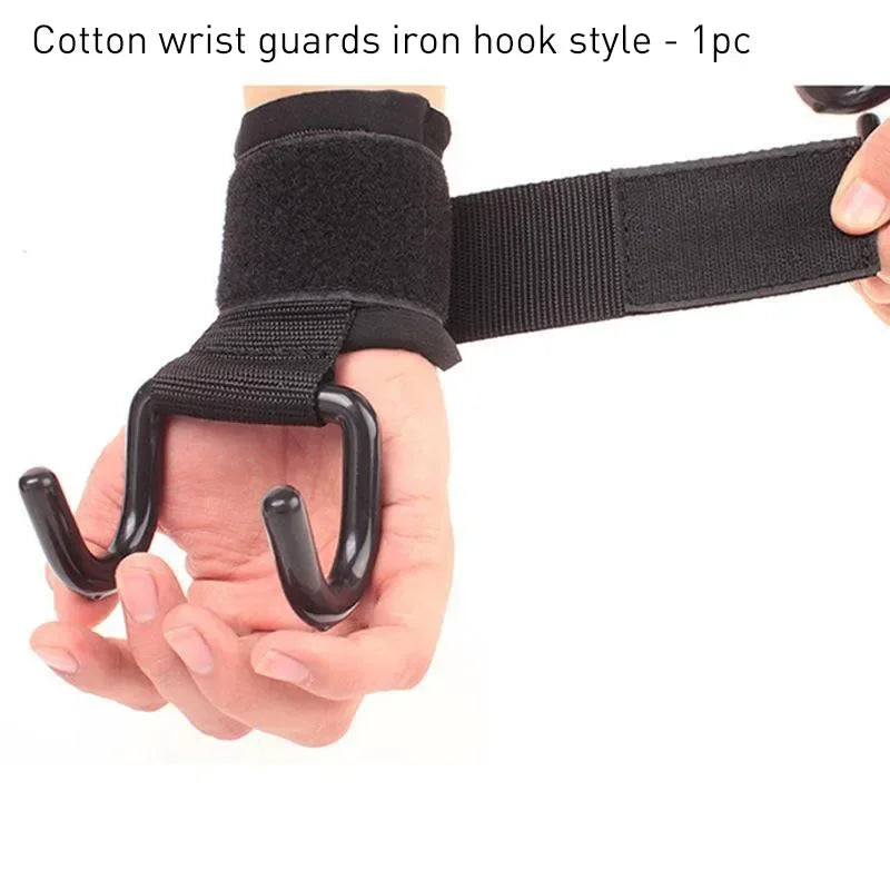 Weight Lifting Hook Fitness Gloves Hand-Bar Wrist Straps Heavy Duty Pull-ups Power Lifting Bodybuilding Deadlifts Training Grips